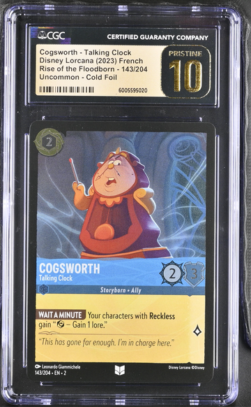 Disney Lorcana Cogsworth - Talking Clock COLD FOIL Uncommon CGC 10 PRISTINE
