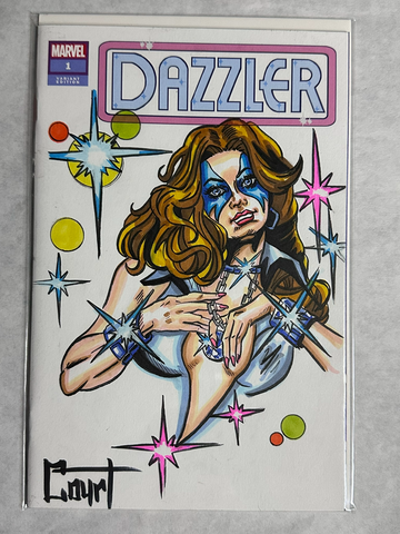 Dazzler #1 Blank Variant (2024) NM Custom Sketch by Jessica Court Signed w/CoA
