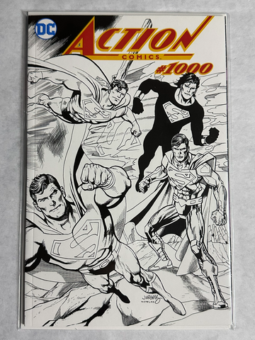 Action Comics #1000 Jurgens DF B&W Wraparound Sketch Variant CoA 2018 NM