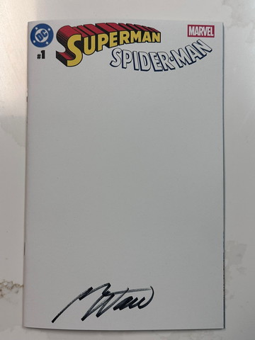 Superman Spider-Man #1 Blank Sketch Cover DC Marvel 2026 50th Anniv Signed Waid