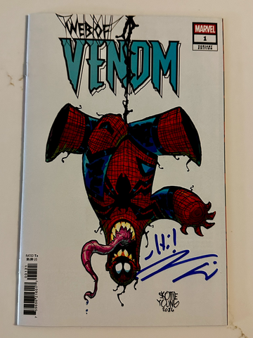 Web of Venom #1 Skottie Young Variant NM 2026 Signed Jordan Morris CoA Key 1st