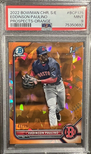 Eddinson Paulino 2022 Bowman Chrome Sapphire Orange /75 PSA 9 Mint BCP175 First 1st