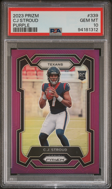 2023 PANINI PRIZM #339 CJ STROUD PURPLE PRIZM PSA 10