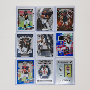 C.J. Stroud Player Lot - 9 NFL Football Cards (Prizm, Optic, Pheonix, Donruss)