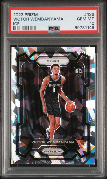 2023 PANINI PRIZM #136 VICTOR WEMBANYAMA ICE PSA 10