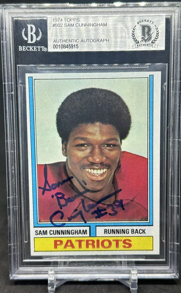 Sam “Bam” Cunningham 1974 Topps Rookie RC #502 BAS Authentic Auto - Patriots