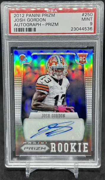 Josh Gordon 2012 Panini Prizm Rookie Auto Silver Prizm /99 #250 PSA 9 Browns