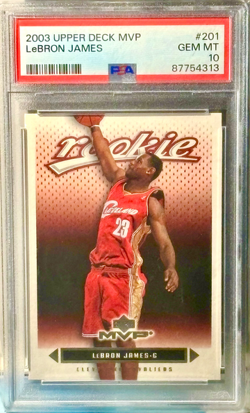 PSA 10 2003 ROOKIE UPPER DECK LEBRON JAMES ROOKIE RC MVP #201 - CAVS 
