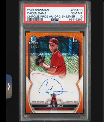 2023 Bowman Chrome 1st Auto CADEN DANA Orange Shimmer Auto #/25
