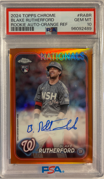 2024 Topps Chrome Blake Rutherford Rookie Auto Orange Refractor 