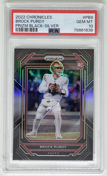 Brock Purdy 2022 Chronicles Prizm Black-Silver PSA 10