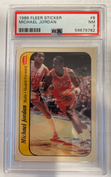 1986 Fleer Michael Jordan Rookie 8 Sticker PSA 7