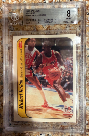 1986 Fleer Sticker Michael Jordan BGS 8