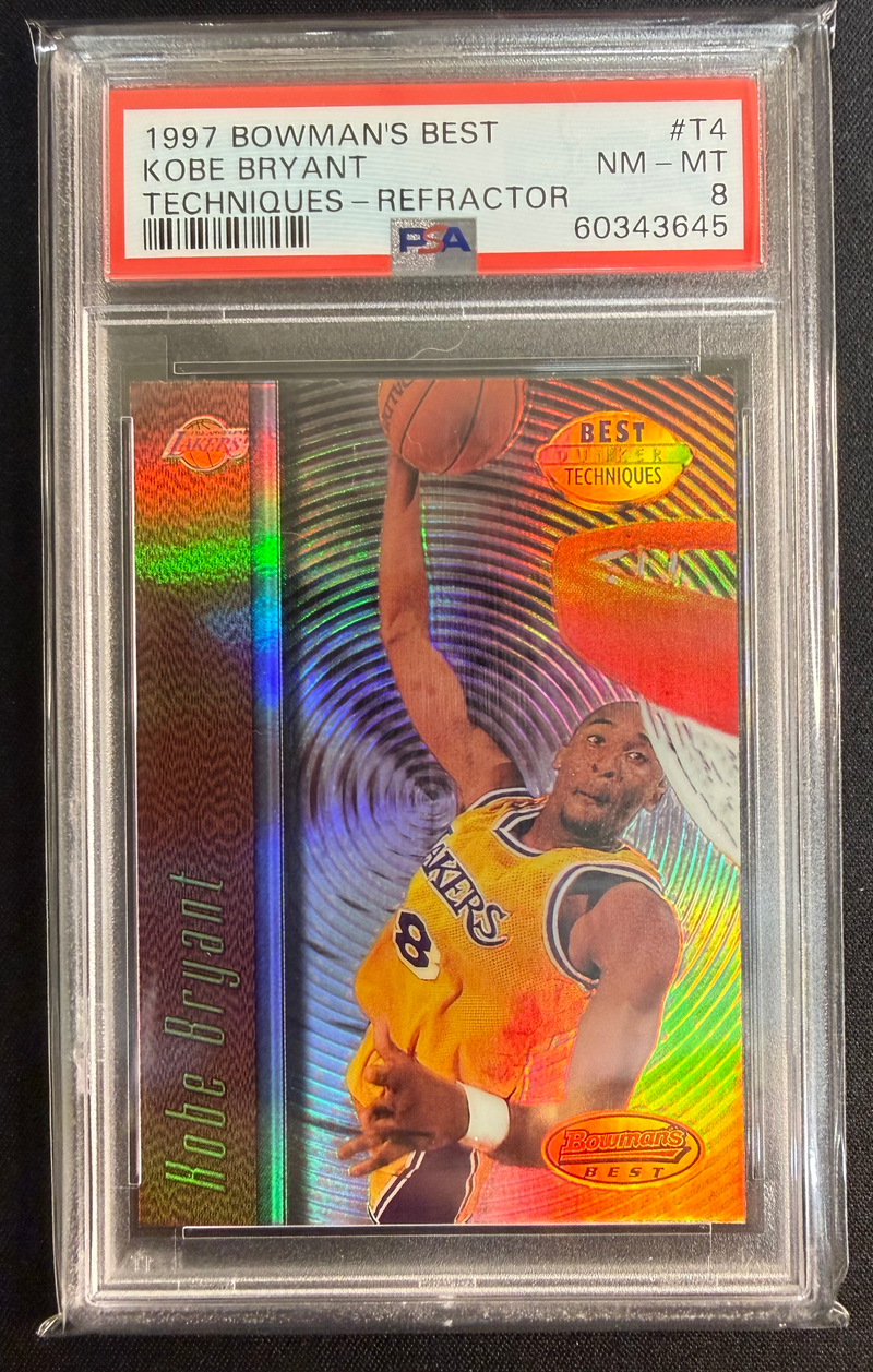 1997 BOWMAN'S BEST Kobe Bryant Refractor Techniques T4 PSA 8 | MySlabs