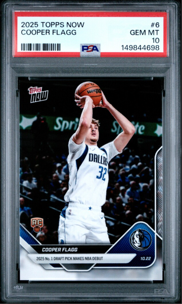 2025 Topps Now Cooper Flagg ROOKIE #6 PSA 10 GEM MINT