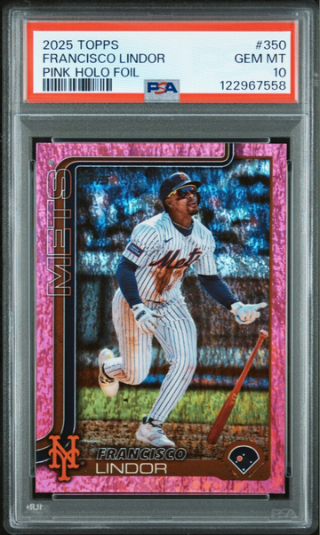 2025 Topps Francisco Lindor Pink Holo Foil #350 PSA GEM MT 10
