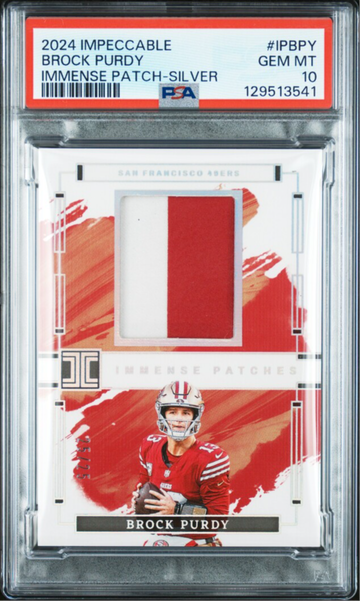2024 Panini Impeccable Immense Patches Brock Purdy Immense Patch-Silver #IPBPY 25/25