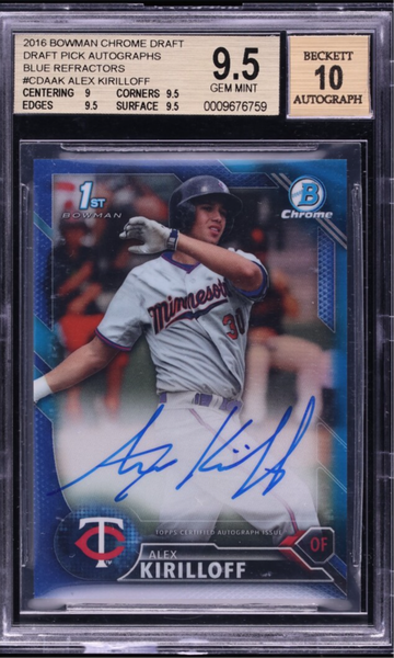 2016 Bowman Chrome Blue Refractor Alex Kirilloff PROSPECT AUTO /150 #CDAAK BGS 9.5 GEM MINT