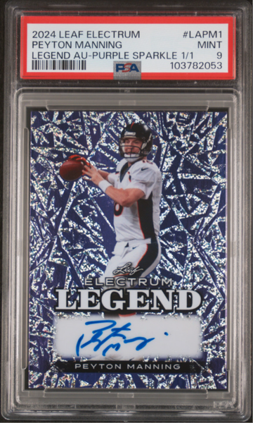 2024 Leaf Electrum Legend Autographs Peyton Manning Legend Au-Purple Sparkle 1/1