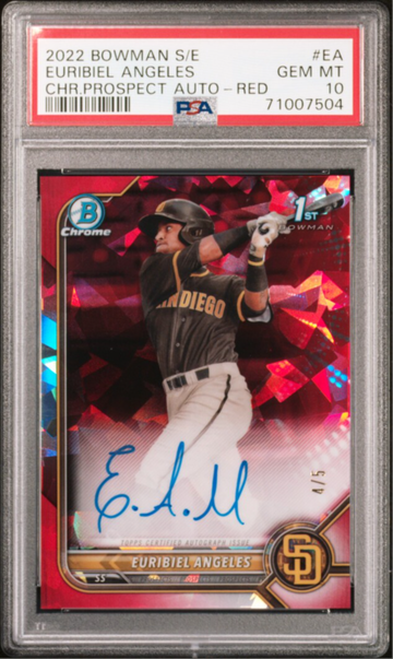 2022 Bowman Sapphire Edition Chrome Prospect Autographs Euribiel Angeles Chr.prospect Auto-Red 4/5