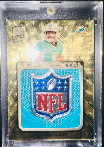 2020 Panini Spectra Tua Tagovailoa 1/1 RC Rookie Shield Patch Logo