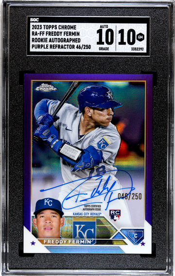 2023 Topps Chrome Freddy Fermin RC Auto 48/250 SGC 10 Purple Refractor