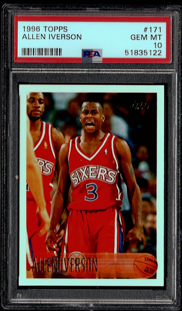 1996 Topps Allen Iverson RC PSA 10 Gem Mint