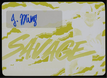 2023 Leaf Metal Football Jonathan Mingo Yellow Plate Auto Ole Miss 1/1 #S-JM3