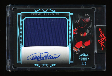 2023 Leaf Trinity Teemu Selanne Patch Auto Black Anaheim Ducks 1/1 #AM-TS1