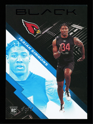 2020 Panini Black Isaiah Simmons Rookie Platinum Arizona Cardinals 1/1 #156