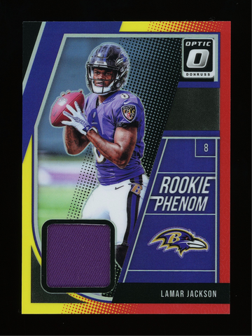 2018 Panini Donruss Optic Lamar Jackson Rookie Phenom Red Yellow Ravens #RP-LJ
