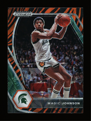2021-22 Panini Prizm Draft Magic Johnson Tiger Stripe Michigan State #86