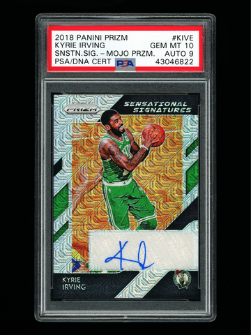 2018-19 Panini Prizm Kyrie Irving Auto Mojo Celtics 21/25 #SS-KIV PSA 10 AUTO 9