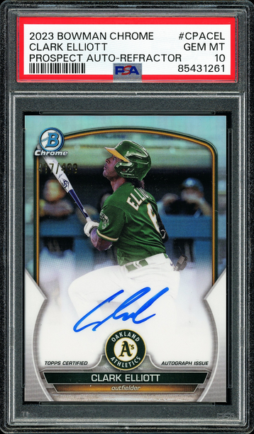 2023 Bowman Chrome Clark Elliott Auto Refractor Oakland 417/499 #CPA-CEL PSA 10