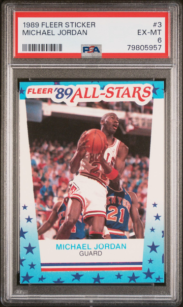 1989 MICHAEL JORDAN Fleer Sticker #3 PSA 6 EX-MT