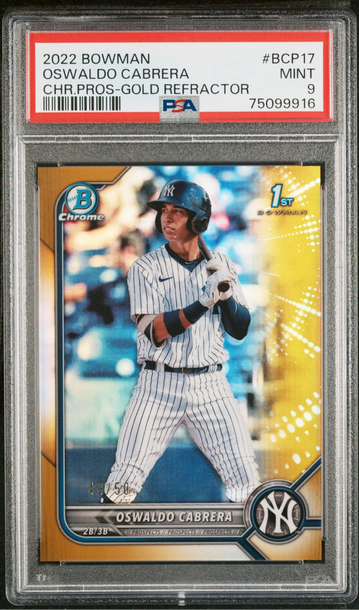 2022 OSWALDO CABRERA 1st Bowman Chrome Prospects GOLD REFRACTOR #BCP-17 PSA 9 MINT