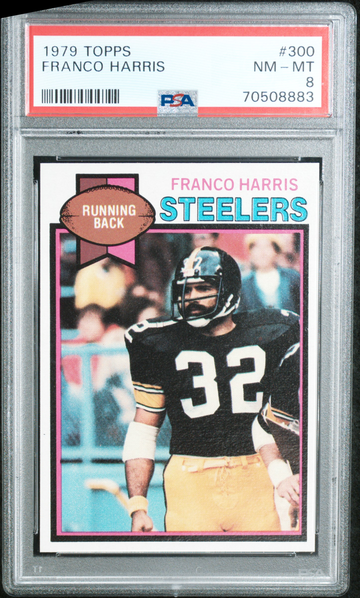 1979 Topps Franco Harris #300 PSA 8 + Joe Greene PSA 7