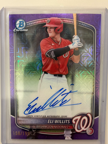2025 Bowman Draft Purple Mojo Mega refractor /199 auto Eli Willits