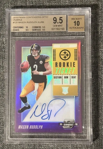 2018 Panini Contenders Purple Optic Mason Rudolph RC Auto /99 BGS 9.5 10 True Gem+