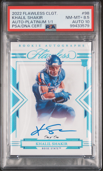 2022 Flawless Collegiate Khalil Shakir Rookie Auto Platinum #1/1 - PSA 8.5