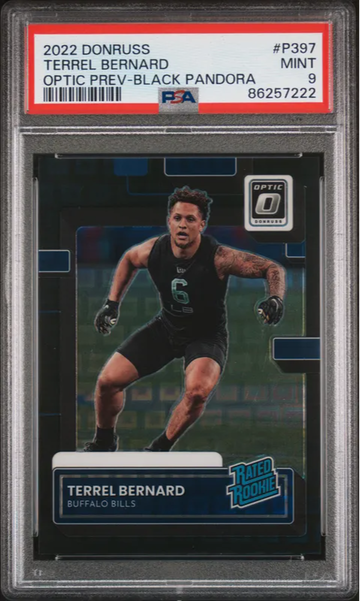 2022 Donruss Terrel Bernard Black Pandora #4/25 - PSA 9
