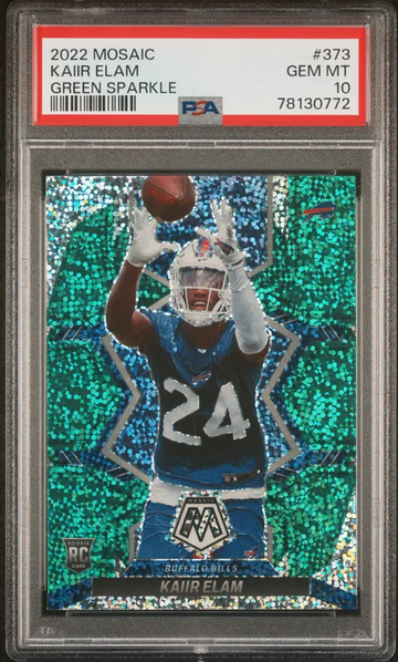 2022 Mosaic Kaiir Elam Rookie Green Sparkle - PSA 10