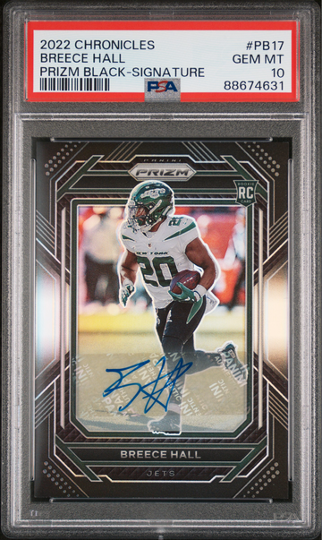 2022 Chronicles Prizm Breece Hall Black Signature Rookie - PSA 10