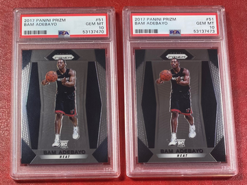 2017 Panini Prizm Bam Adebayo #51 PSA 10 Miami Heat x2