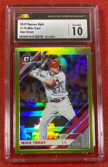 2019 Donruss Optic Mike Trout #170 Lime Green CSG 10 Anaheim Angels