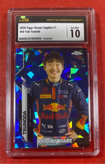 2020 Topps Chrome Sapphire F1 Yuki Tsunida #60 RC Rookie CSG 10