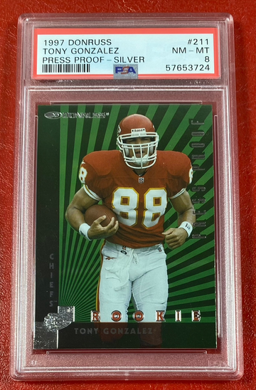 1997 Donruss Tony Gonzalez #211 PSA 8 Press Proof Silver /1500 RC Rookie Kansas City Chiefs