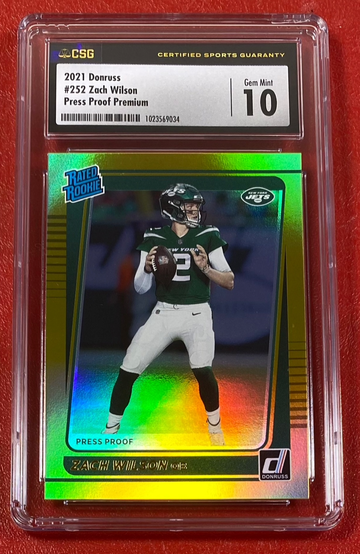 2021 Donruss Zach Wilson #252 Press Proof Premium CSG 10 New York Jets