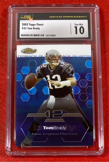 2003 Topps Finest Tom Brady #35 CSG 10 New England Patriots