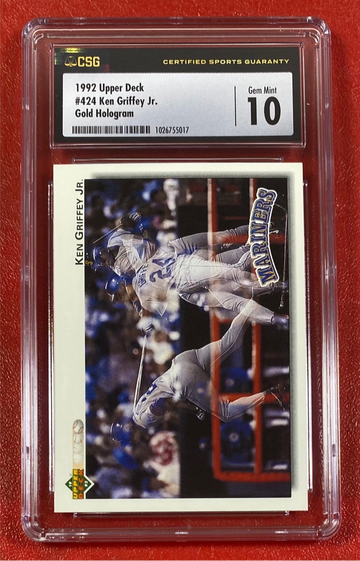 1992 Upper Deck Ken Griffey Jr #424 Gold Hologram CSG 10 Seattle Mariners